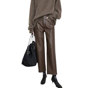 Genuine Sheepskin Leather Wide Leg Pants