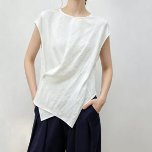 Asymmetrical Linen Blend Top